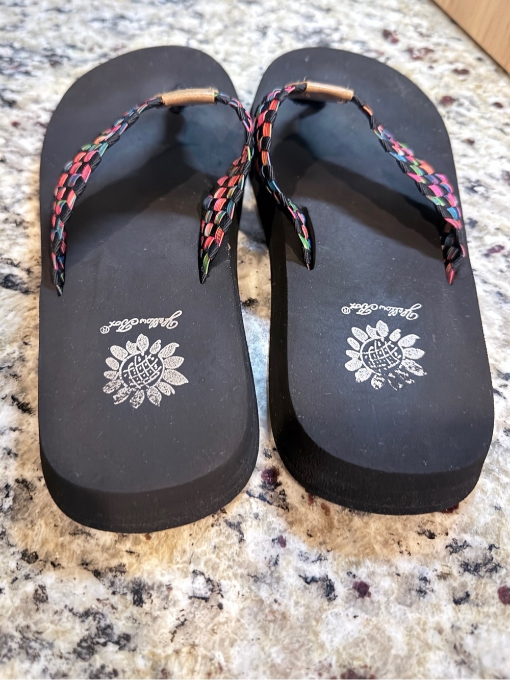 Yellow Box Multicolor Woven Platform Flip Flop Sandals Boho Comfort Size 7 - Picture 3 of 7